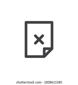 Rechazar el icono de línea de archivo de documento. signo de estilo lineal para concepto móvil y diseño web. Icono del vector de esquema del documento de error. Símbolo, ilustración del logotipo. Gráficos vectoriales