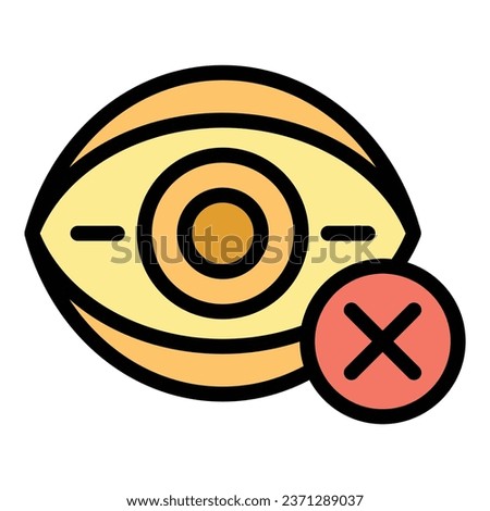 Reject eye correction icon outline vector. Laser vision. Surgery glasses color flat
