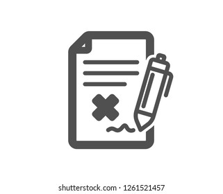 Reject file icon. Decline document sign. Delete file. Quality design element. Classic style icon. Vector