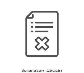 Reject file line icon. Decline document sign. Delete file. Quality design flat app element. Editable stroke Reject file icon. Vector