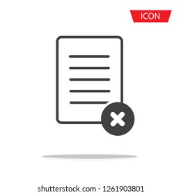Reject file line icon. Decline document sign. Delete file icon vector isolated on white background.