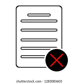 Reject file line icon. Decline document sign. Delete file. Quality design flat app element. Editable stroke Reject file icon. Vector eps10