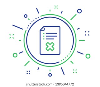 Reject file line icon. Decline document sign. Delete file. Quality design elements. Technology reject file button. Editable stroke. Vector