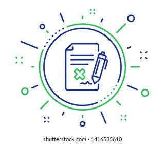 Reject file line icon. Decline document sign. Delete file. Quality design elements. Technology reject file button. Editable stroke. Vector