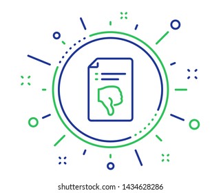 Reject file line icon. Decline document sign. Dislike file. Quality design elements. Technology thumb down button. Editable stroke. Vector
