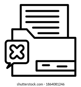 Icono de informe de carpeta de rechazo. Esquema rechazar icono de vector de informe de carpeta para diseño web aislado en fondo blanco