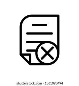 Reject Form Icon In Line Art Style, Refusal Document Icon, Flat Illustration Of Refuse Document File Vector Icon, Refuse Document Sign Symbol