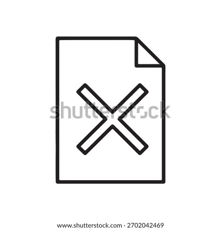 reject form icon in line art style, refusal document icon, flat illustration of refuse document file vector icon, refuse document sign symbol
