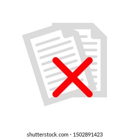 reject form icon. refusal document icon. flat illustration of refuse document file vector icon. refuse document sign symbol