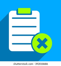 Reject Form long shadow vector icon. Style is a flat reject form iconic symbol on a blue square background.