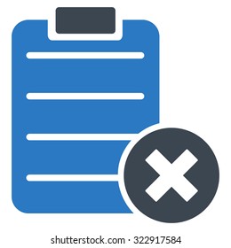 Reject Form vector icon. Style is bicolor flat symbol, smooth blue colors, rounded angles, white background.