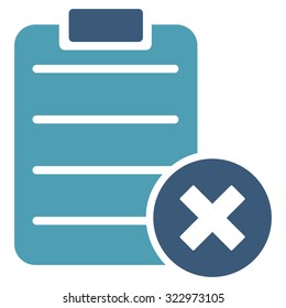 Reject Form vector icon. Style is bicolor flat symbol, cyan and blue colors, rounded angles, white background.