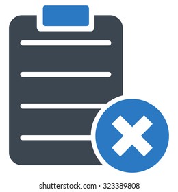 Reject Form vector icon. Style is bicolor flat symbol, smooth blue colors, rounded angles, white background.