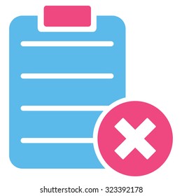 Reject Form vector icon. Style is bicolor flat symbol, pink and blue colors, rounded angles, white background.