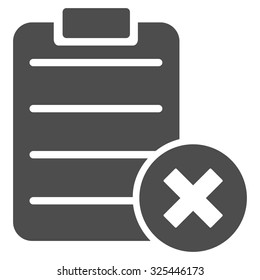 Reject Form vector icon. Style is flat symbol, gray color, rounded angles, white background.