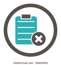 Reject Form vector icon. Style is bicolor flat rounded symbol, grey and cyan colors, rounded angles, white background.