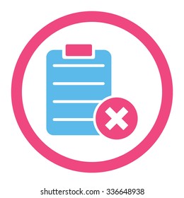 Reject Form vector icon. Style is bicolor flat rounded symbol, pink and blue colors, rounded angles, white background.