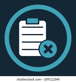 Reject Form vector icon. Style is bicolor flat rounded symbol, blue and white colors, rounded angles, dark blue background.