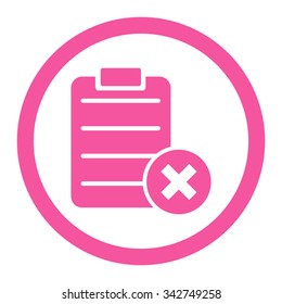 Reject Form vector icon. Style is flat rounded symbol, pink color, rounded angles, white background.