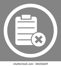 Reject Form vector icon. Style is flat rounded symbol, white color, rounded angles, gray background.