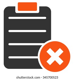 Reject Form vector icon. Style is bicolor flat symbol, orange and gray colors, rounded angles, white background.