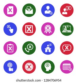 Reject Icons. White Flat Design In Circle. Vector Illustration. 