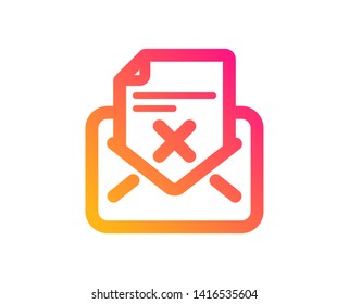Reject letter icon. Delete mail sign. Decline message. Classic flat style. Gradient reject letter icon. Vector