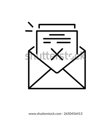 Reject letter line icon. Delete mail sign. Decline message. Minimal line illustration background. Reject letter line icon pattern banner. White web template concept. Vector