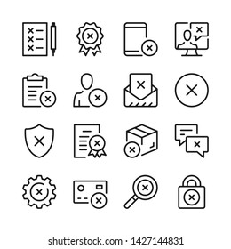 Reject line icons set. Modern graphic design concepts, simple outline elements collection. Vector line icons