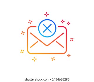 Reject mail line icon. Delete message sign. Decline web letter. Gradient design elements. Linear reject mail icon. Random shapes. Vector