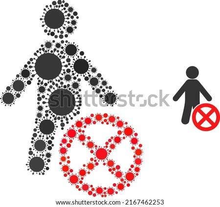 Reject man mosaic icon. Vector mosaic composed with randomized Covid-2019 icons. Covid collage reject man icon. Reject man mosaic for epidemic images.