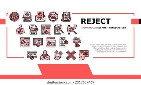 reject man stop stamp cancel landing web page vector. business person, negative hand, deny concept, people decline, document red x reject man stop stamp cancel Illustration