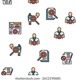 reject man stop stamp cancel vector seamless pattern thin line illustration
