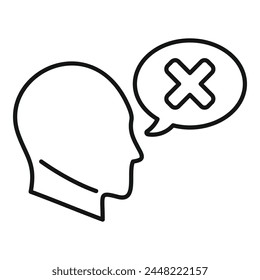 Vektorgrafik der Gliederungsstruktur des Symbols für kritisches Denken ablehnen. Geschäftlicher Grund. Lösungsgenie