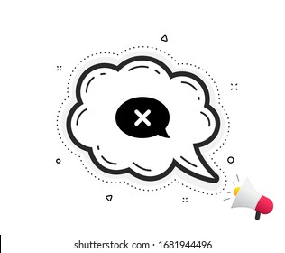 Reject message icon. Quote speech bubble. Decline or remove chat sign. Quotation marks. Classic reject icon. Vector