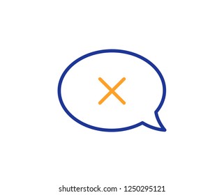 Reject message line icon. Decline or remove chat sign. Colorful outline concept. Blue and orange thin line color Reject icon. Vector