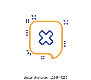 Reject message line icon. Decline or remove chat sign. Colorful outline concept. Blue and orange thin line color Reject icon. Vector