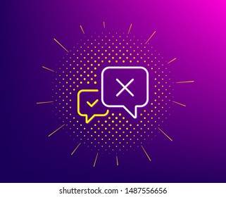 Reject message line icon. Halftone pattern. Decline or remove chat sign. Gradient background. Reject line icon. Yellow halftone pattern. Vector