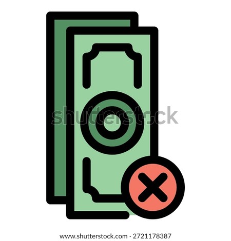 Reject payment cancellation icon. Outline Reject payment cancellation vector icon for web design isolated on white background color flat