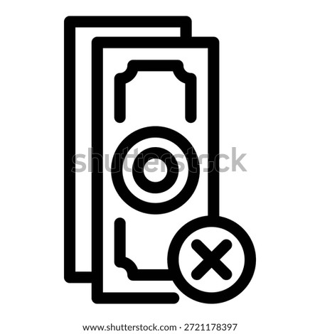 Reject payment cancellation icon. Outline Reject payment cancellation vector icon for web design isolated on white background