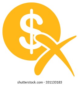 Reject Payment Vector Icon. Style Is Flat Yellow Symbol, Rounded Angles, White Background.