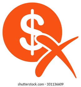 Reject Payment vector icon. Style is flat orange symbol, rounded angles, white background.