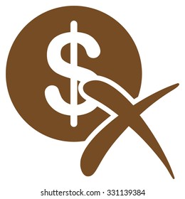 Reject Payment vector icon. Style is flat brown symbol, rounded angles, white background.