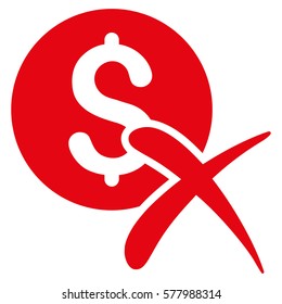 Reject Payment vector pictogram. Illustration style is a flat iconic red symbol on white background.
