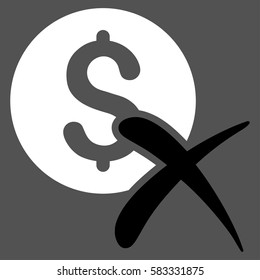 Reject Payment vector pictograph. Illustration style is a flat iconic bicolor black and white symbol on gray background.