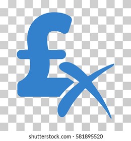 Reject Pound vector icon. Illustration style is a flat iconic cobalt symbol on a transparent background.