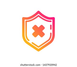 Reject protection icon. Decline shield sign. No security. Classic flat style. Gradient reject protection icon. Vector