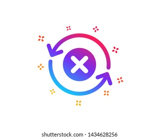 Reject refresh icon. Decline update sign. Rotation arrow. Dynamic shapes. Gradient design reject refresh icon. Classic style. Vector