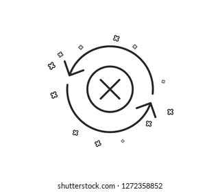 Reject refresh line icon. Decline update sign. Rotation arrow. Geometric shapes. Random cross elements. Linear Reject refresh icon design. Vector