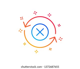 Reject refresh line icon. Decline update sign. Rotation arrow. Gradient design elements. Linear reject refresh icon. Random shapes. Vector